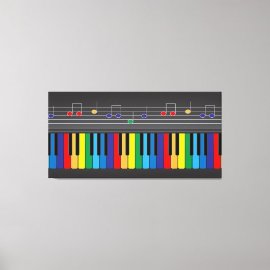 ピアノカラフルキーボード キャンバスプリント (正面)