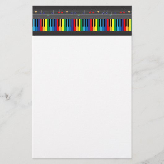 ピアノカラフルキーボード 便箋 (正面)