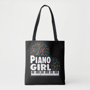 ピアノカラフル少女音楽愛好家 トートバッグ