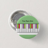 ピアノカラフル鍵音楽キッズパーソナライズされた名 缶バッジ (正面&裏面)