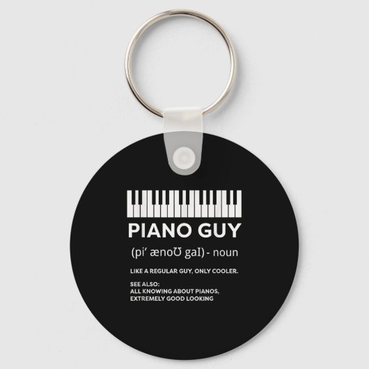 ピアノガイのシャツピアニストMan Keyboard おもしろい Player キーホルダー (正面)
