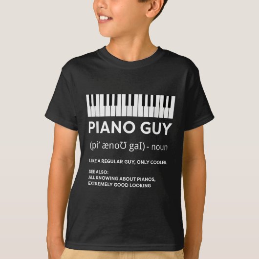 ピアノガイのシャツピアニストMan Keyboard おもしろい Player Tシャツ (正面)