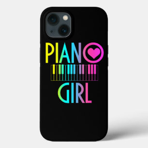 ピアノガールおもしろいピアニスト音楽ノートミュージカルキーボ iPhone 13ケース