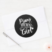ピアノガールよくはしゃぐレディーピアニスト ラウンドシール (封筒)