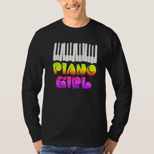 ピアノガールインストゥルメンタル音楽 Tシャツ (正面)