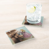 ピアノガールガラスコースターエレガント、ヴィンテージアート ガラスコースター (アングル)