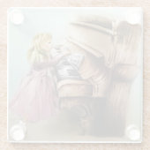 ピアノガールガラスコースターエレガント、ヴィンテージアート ガラスコースター (裏面)