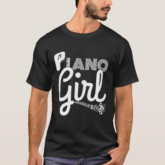 ピアノガールギフトピアノプレーヤーピアニストピアノ音楽P Tシャツ (正面)