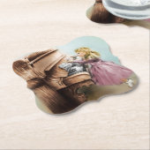 ピアノガールシェイプコースター,エレガントヴィンテージアート ペーパーコースター (アングル)