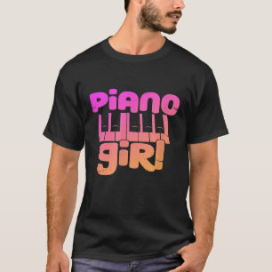 ピアノガールシャツキーおもしろいボードピアニストmusi tシャツ
