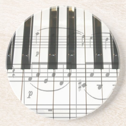 ピアノキーボードおよび音楽ノート コースター (正面)