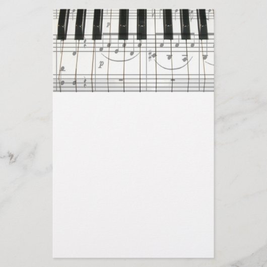 ピアノキーボードおよび音楽ノート 便箋 (正面)