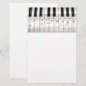 ピアノキーボードおよび音楽ノート 便箋 (正面/裏面)