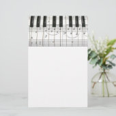 ピアノキーボードおよび音楽ノート 便箋 (スタンド正面)