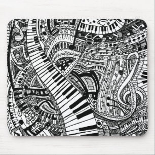 ピアノキーボードとのクラシック音楽の落書き マウスパッド
