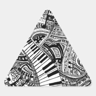 ピアノキーボードとのクラシック音楽の落書き 三角形シール