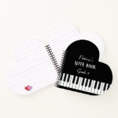 ピアノキーボードとカスタマイズ可能な文字ブラック&ホワイト ノートブック (内部)