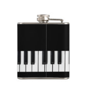 ピアノキーボードとカスタマイズ可能な文字ブラック&ホワイト フラスク (裏面)