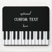 ピアノキーボードとカスタマイズ可能な文字ブラック&ホワイト マウスパッド (正面)