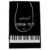 ピアノキーボードとカスタマイズ可能な文字ブラック&ホワイト ミディアムペーパーバッグ (正面)