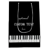 ピアノキーボードとカスタマイズ可能な文字ブラック&ホワイト ミディアムペーパーバッグ (裏面)
