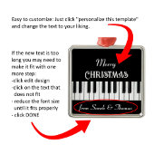 ピアノキーボードとカスタマイズ可能な文字ブラック&ホワイト メタルオーナメント