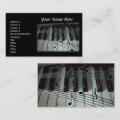 ピアノキーボードとミュージックノートの名刺 名刺 (正面/裏面)