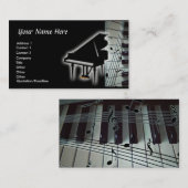 ピアノキーボードとミュージックノートの名刺 名刺 (正面/裏面)