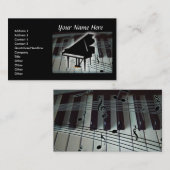 ピアノキーボードとミュージックノートの名刺 名刺 (正面/裏面)