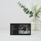 ピアノキーボードとミュージックノートの名刺 名刺 (スタンド正面)