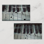 ピアノキーボードとミュージックノートの名刺 名刺 (正面/裏面)