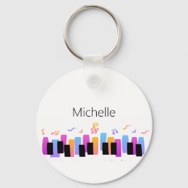 ピアノキーボードと音符キーチェーン キーホルダー