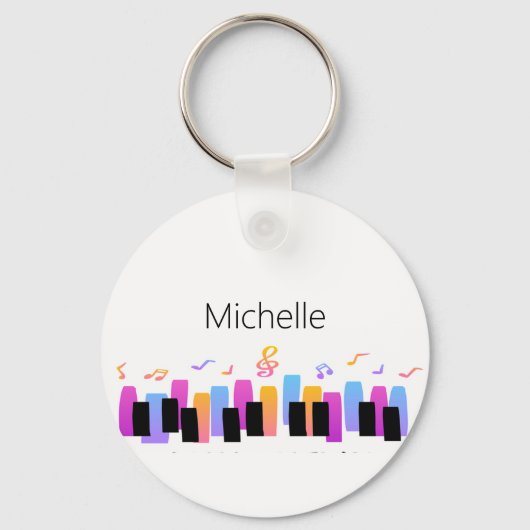 ピアノキーボードと音符キーチェーン キーホルダー (正面)