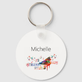 ピアノキーボードと音符キーチェーン キーホルダー