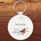 ピアノキーボードと音符キーチェーン キーホルダー (正面)