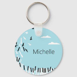 ピアノキーボードと音符キーチェーン キーホルダー