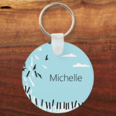 ピアノキーボードと音符キーチェーン キーホルダー (正面)