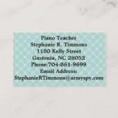 ピアノキーボードのカスタムな名刺 名刺 (裏面)
