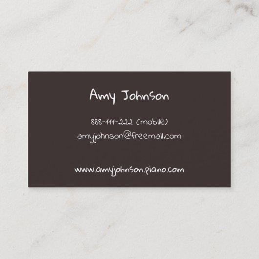 ピアノキーボードの落書きの音楽の先生の名刺 名刺 (裏面)