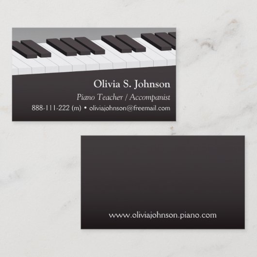 ピアノキーボードの音楽の先生の名刺 名刺 (正面/裏面)