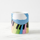 ピアノキーボードの音楽の空の雲かわいらし コーヒーマグカップ (中央)