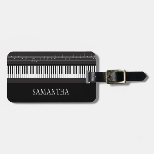ピアノキーボードの音符の荷物のラベル ラゲッジタグ (正面横)