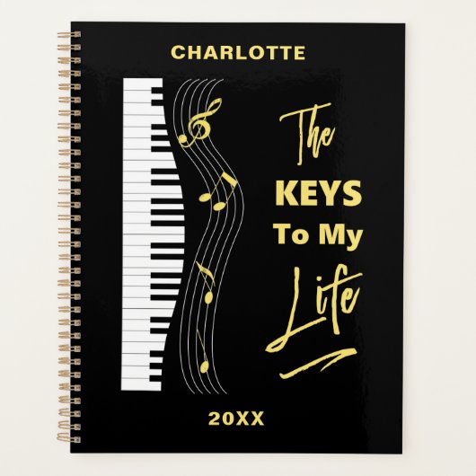 ピアノキーボードプレーヤーおもしろいミュージックノート プランナー手帳 (正面)