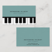 ピアノキーボードミニマリストブルービジネスカード 名刺 (正面/裏面)
