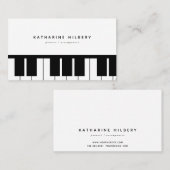 ピアノキーボードミニマリストホワイトビジネスカード 名刺 (正面/裏面)