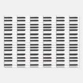 ピアノキーボードミュージカルデザインラッピング紙セット ラッピングペーパーシート (正面)