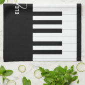 ピアノキーボードミュージシャンカスタム音楽モノグラムの キッチンタオル (折り畳み)