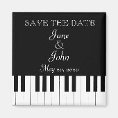 ピアノキーボードミュージックウェディング日付を保存 マグネット (正面)