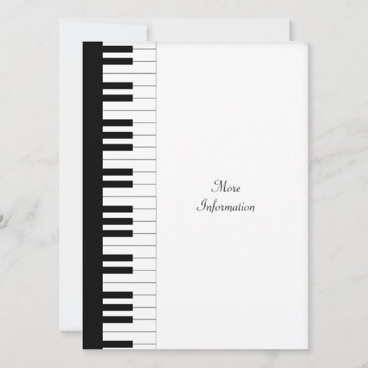 ピアノキーボードミュージックウェディング日付保存招待状 セーブザデート (裏面)