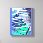 ピアノキーボードミュージックブルーグリーンミュージカル楽器 キャンバスプリント (正面)